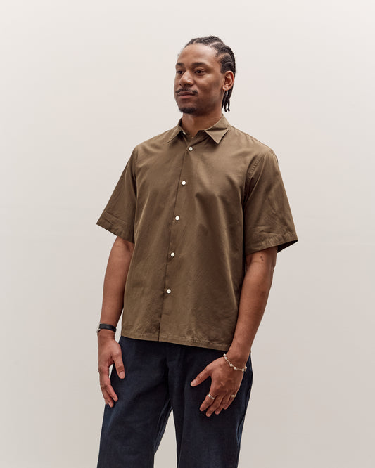 Kaptain Sunshine Plain SS Shirt Stripe, Brown