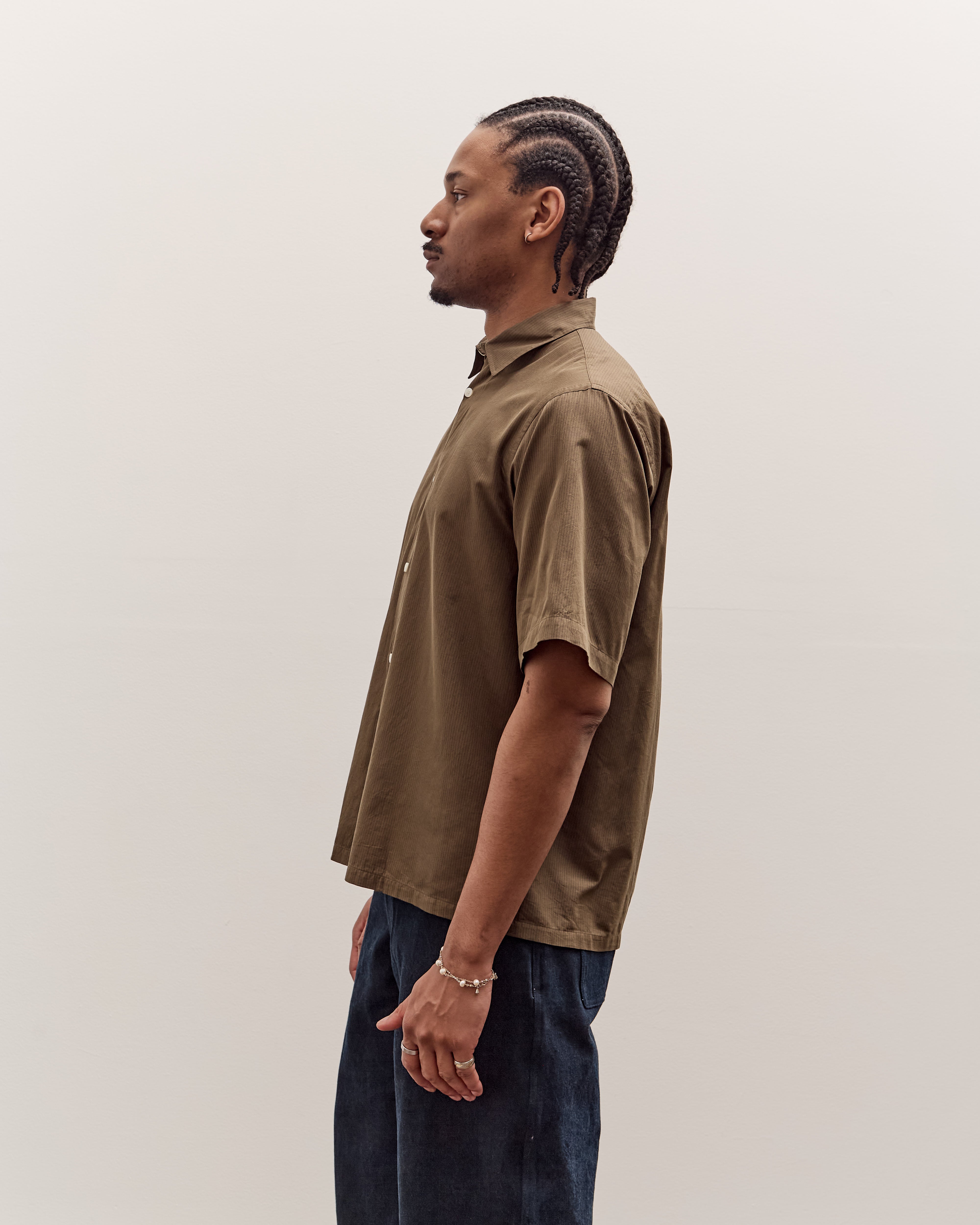 Kaptain Sunshine Plain SS Shirt Stripe, Brown – Glasswing