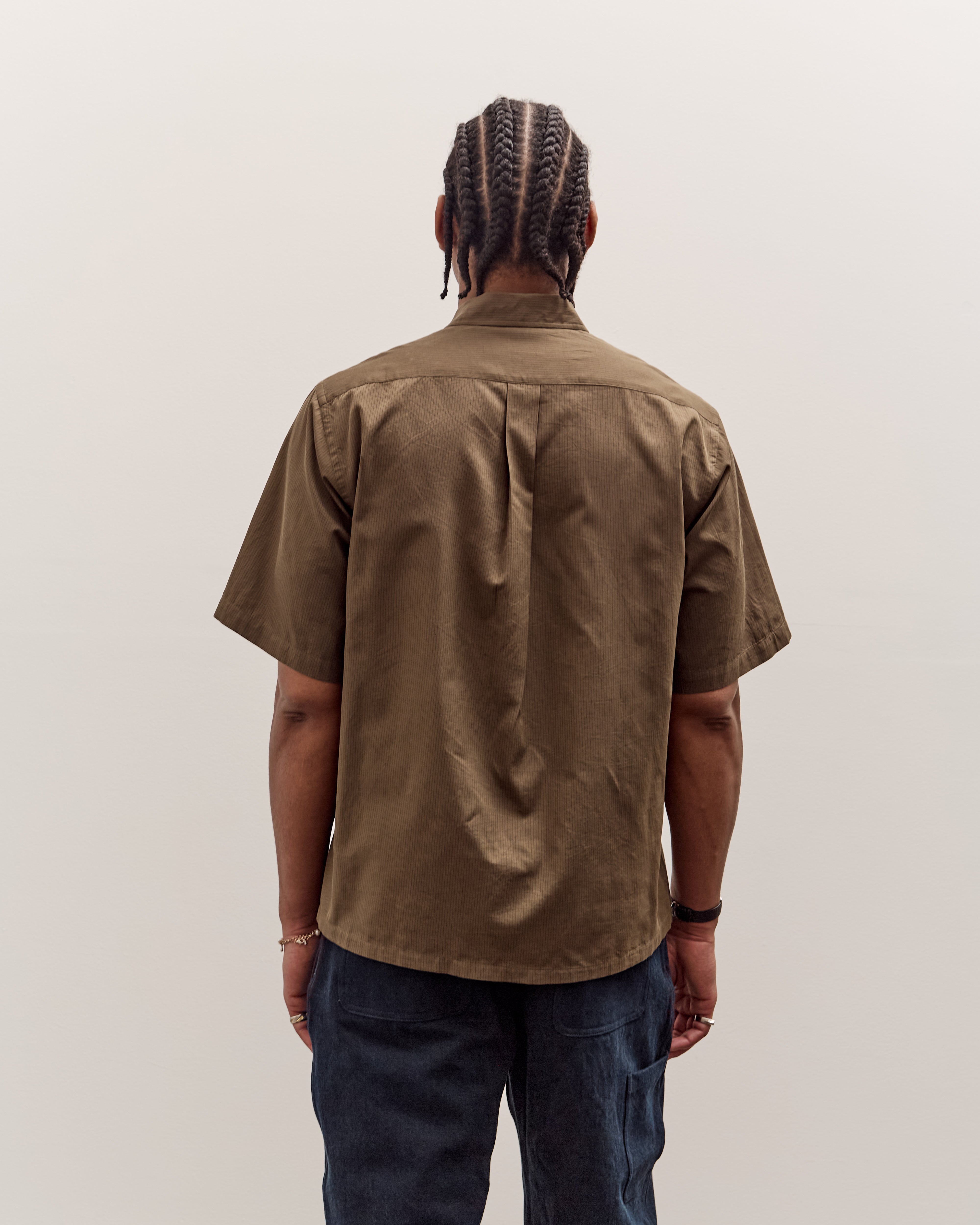 Kaptain Sunshine Plain SS Shirt Stripe, Brown – Glasswing
