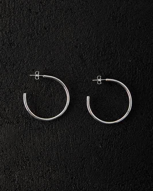 Kara Yoo Arlo Large Hoops, Silver