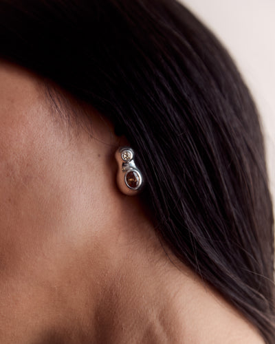 Kara Yoo Sasha Earrings, Coffee / Sterling Silver