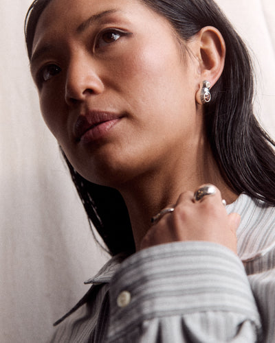 Kara Yoo Sasha Earrings, Coffee / Sterling Silver