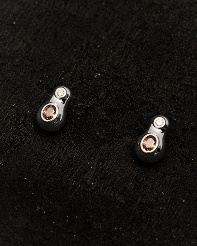 Kara Yoo Sasha Earrings, Coffee / Sterling Silver