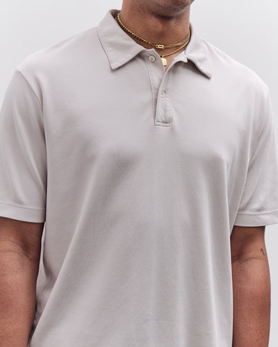 Lady White Co. Interlock Two Button Polo, Solar Grey