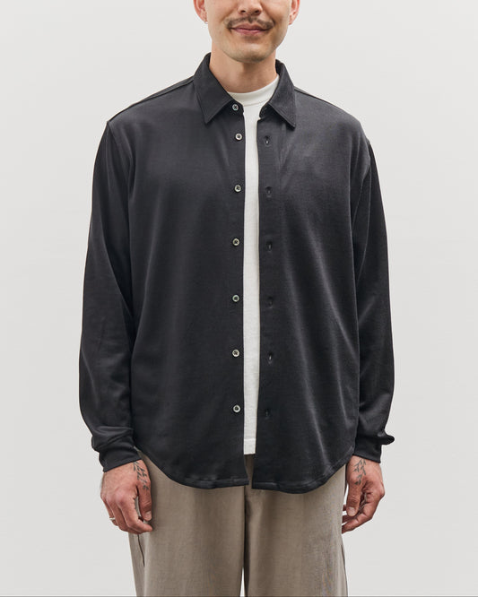 Lady White L/S Jersey Button Down, Black