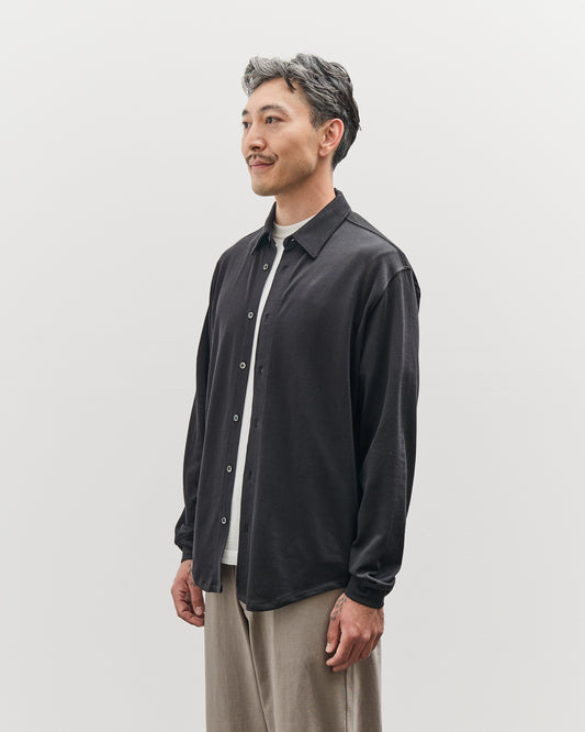 Lady White L/S Jersey Button Down, Black
