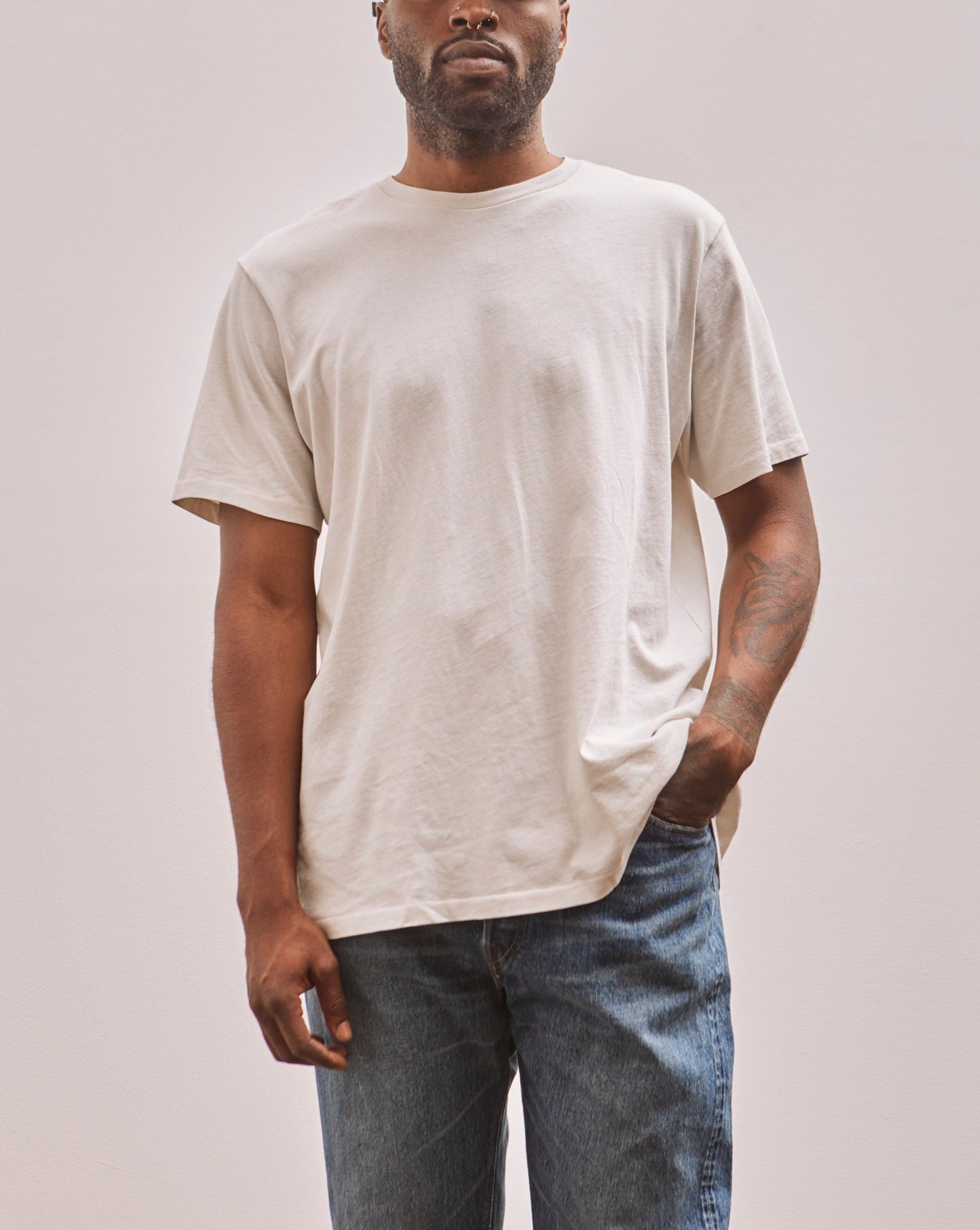 Cotton jersey T-shirt in off white