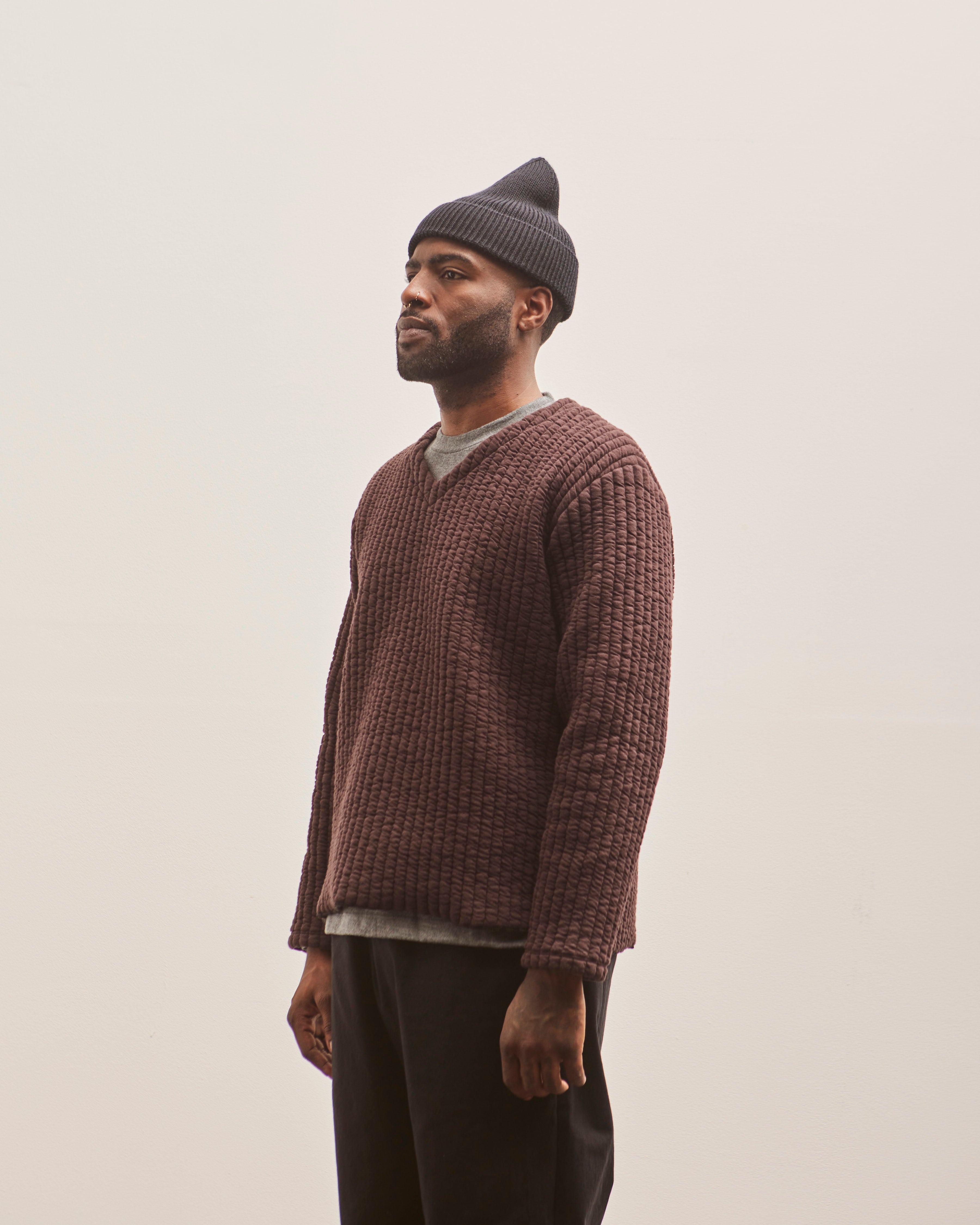 Lady White Co. Quilted V-Neck, Black Mushroom – Glasswing