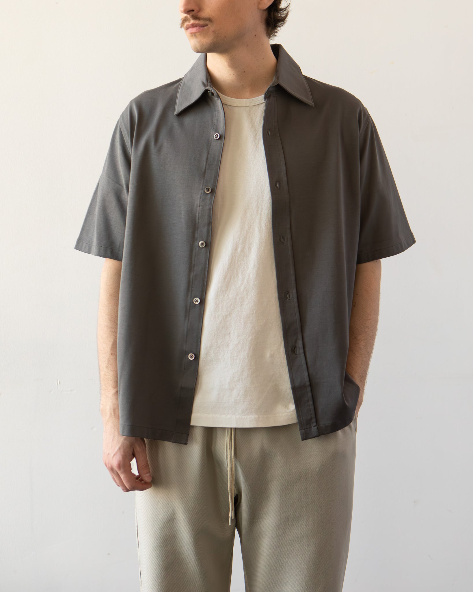 Grey Jersey Button Down Nightshirt