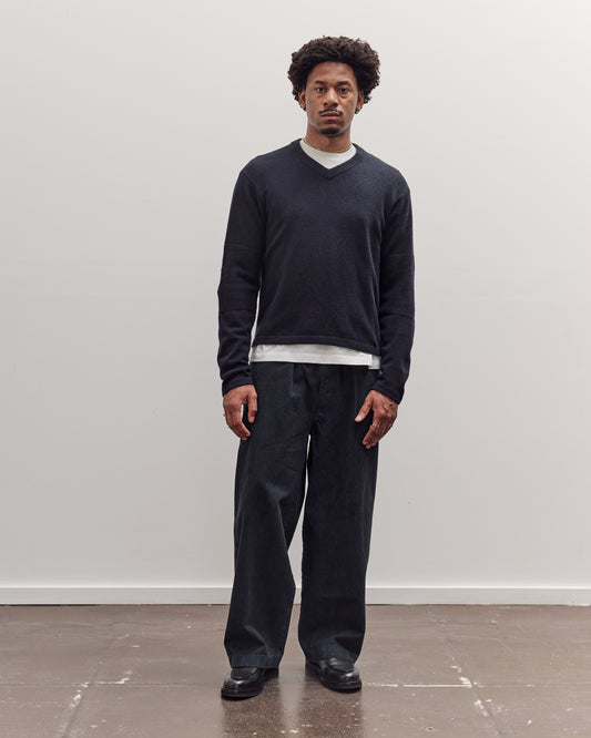 Wool V Neck Sweater, Deep Navy
