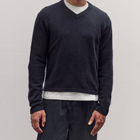 Wool V Neck Sweater, Deep Navy
