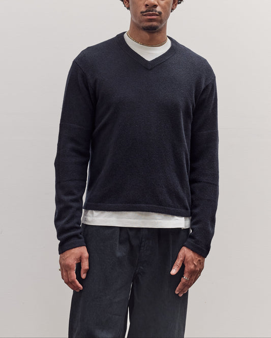 Wool V Neck Sweater, Deep Navy