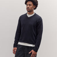 Wool V Neck Sweater, Deep Navy