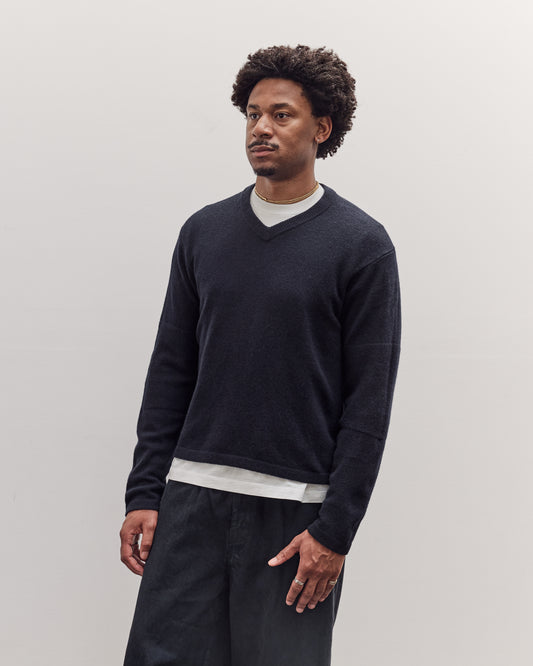 Wool V Neck Sweater, Deep Navy