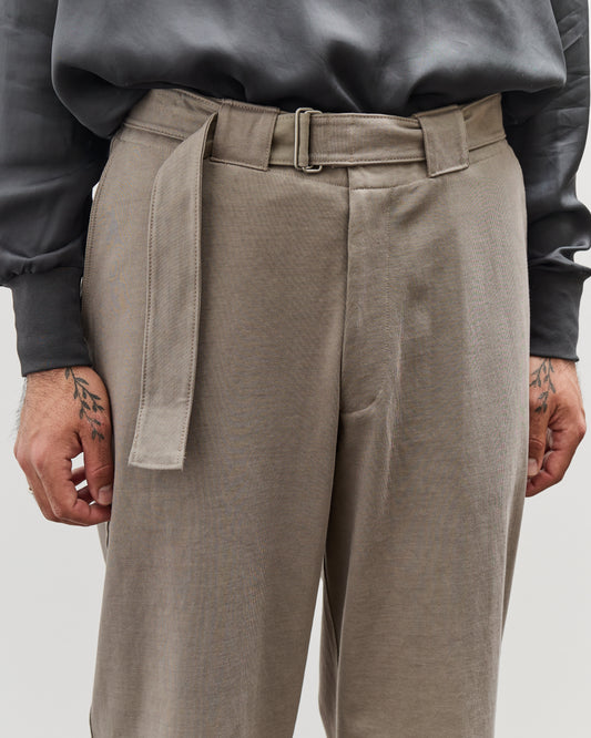 Lady White Belted Jersey Trouser, Anvil Grey