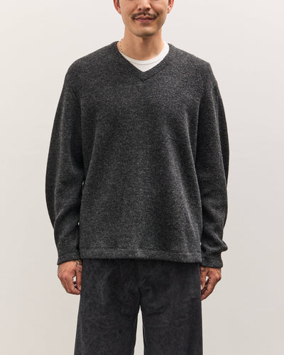 Lady White V Neck Snap Sweater, Charcoal
