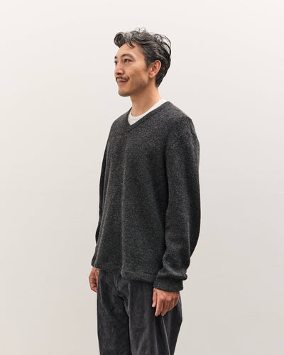 Lady White V Neck Snap Sweater, Charcoal