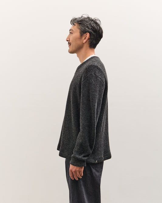 Lady White V Neck Snap Sweater, Charcoal