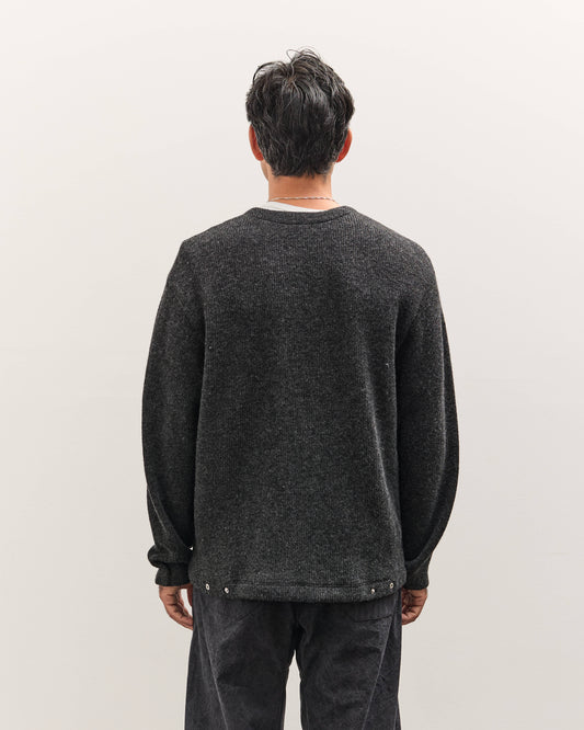 Lady White V Neck Snap Sweater, Charcoal