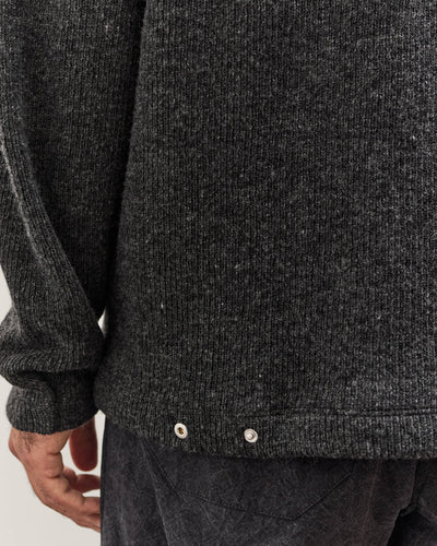 Lady White V Neck Snap Sweater, Charcoal