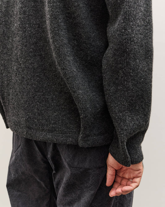 Lady White V Neck Snap Sweater, Charcoal