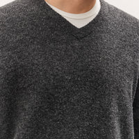 Lady White V Neck Snap Sweater, Charcoal