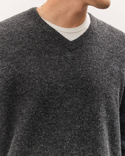 Lady White V Neck Snap Sweater, Charcoal