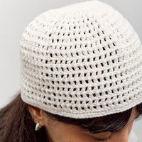 Lauren Manoogian Crochet Net Toque, White