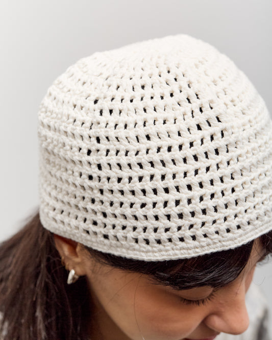Lauren Manoogian Crochet Net Toque, White