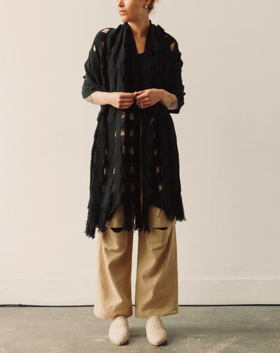 Lauren Manoogian Handwoven Grid Wrap, Black