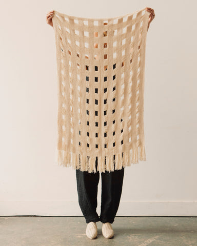 Lauren Manoogian Handwoven Grid Wrap, Natural
