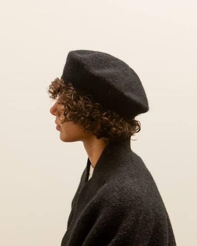 Lauren Manoogian Horizontal Beret, Black Melange