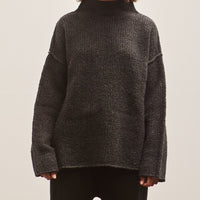 Lauren Manoogian Raw Turtleneck, Black Melange