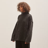 Lauren Manoogian Raw Turtleneck, Black Melange