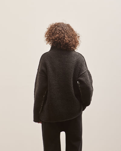 Lauren Manoogian Raw Turtleneck, Black Melange