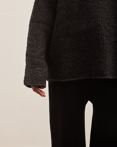 Lauren Manoogian Raw Turtleneck, Black Melange