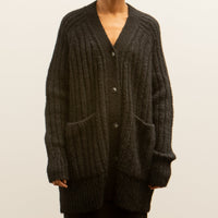 Lauren Manoogian Rib Saddle Cardigan, Black