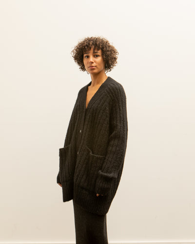 Lauren Manoogian Rib Saddle Cardigan, Black