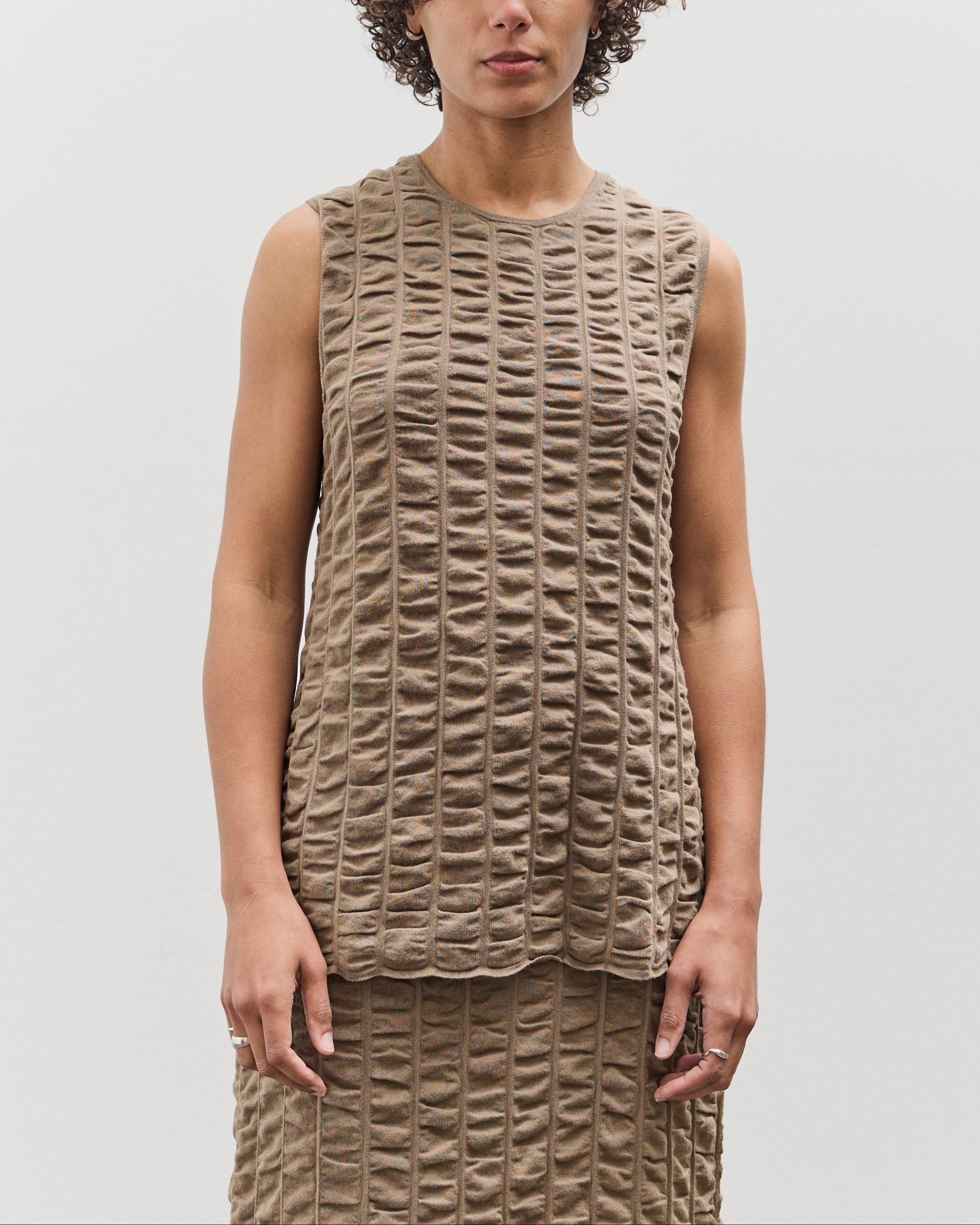 ニット+セーター LAUREN MANOOGIAN KNIT TANK Lauren Manoogian Handknit Paint Rollneck, Tobacco Paint – Glasswing