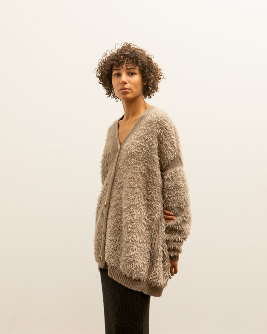 Lauren Manoogian Sherpa Cardigan, Taupe/Granite