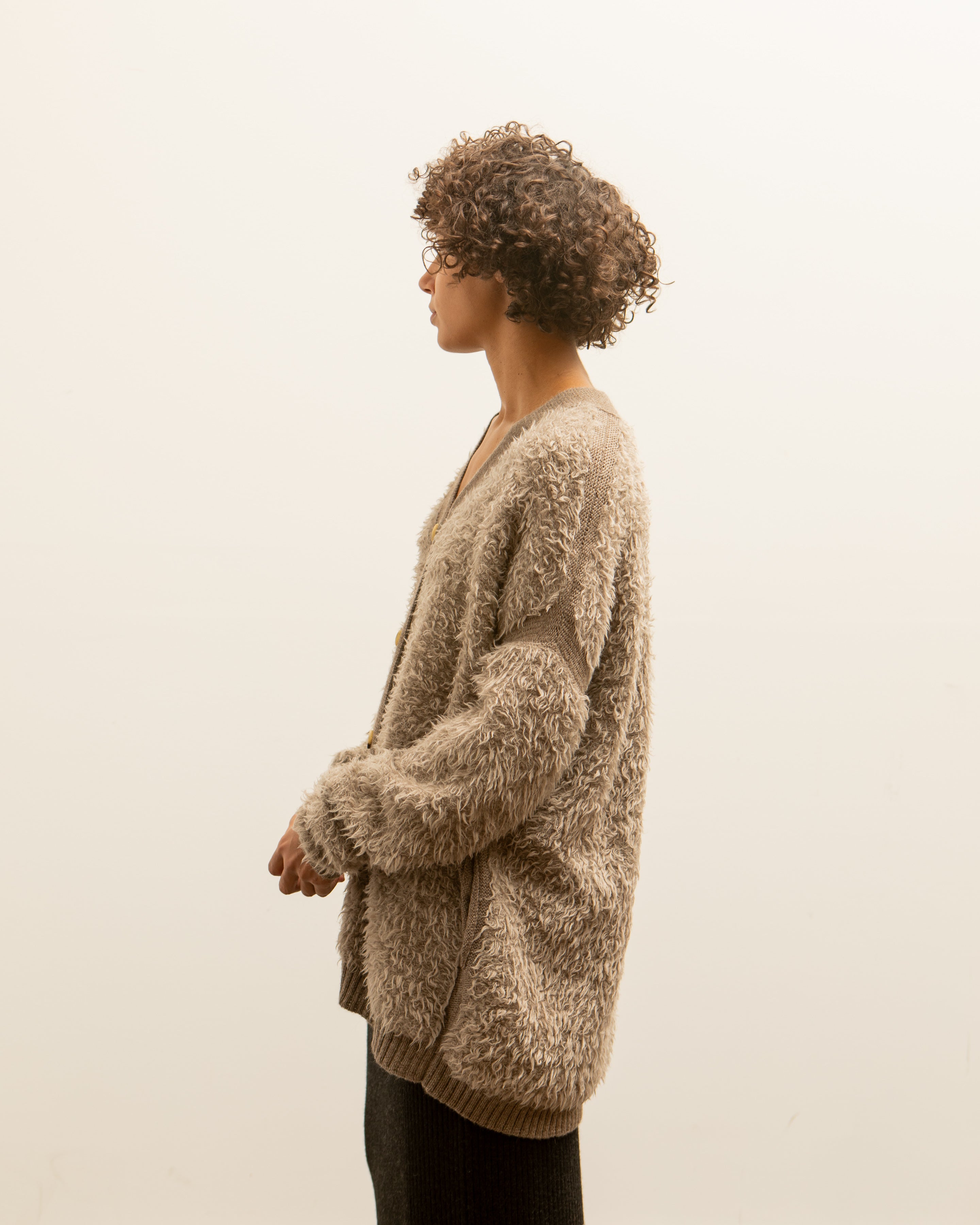 Lauren Manoogian Sherpa Cardigan Taupe Granite Glasswing