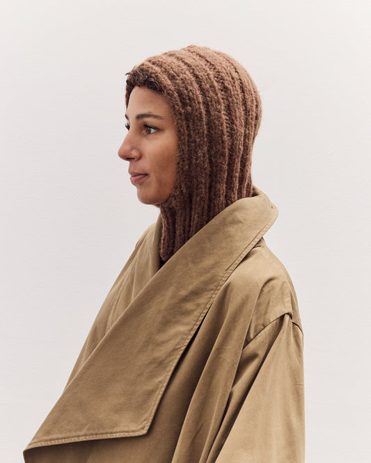 Handknit Rib Balaclava, Rust Melange