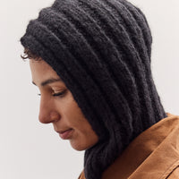Handknit Rib Balaclava, Black