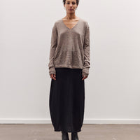 Fine Low V Neck, Grey Melange