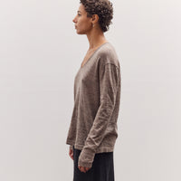 Fine Low V Neck, Grey Melange