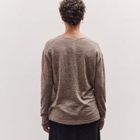Fine Low V Neck, Grey Melange