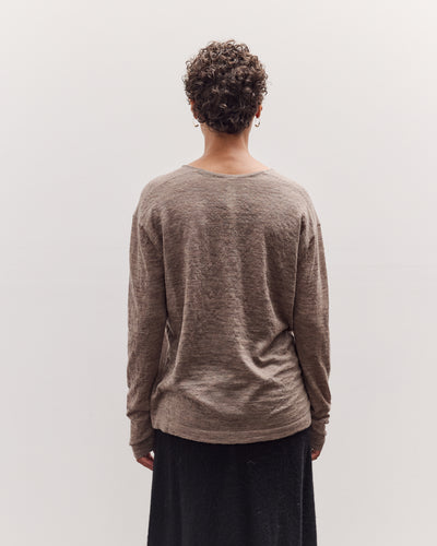 Fine Low V Neck, Grey Melange