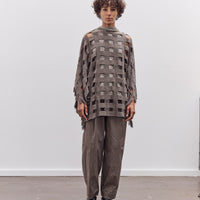 Lauren Manoogian Handwoven Grid Poncho, Granite
