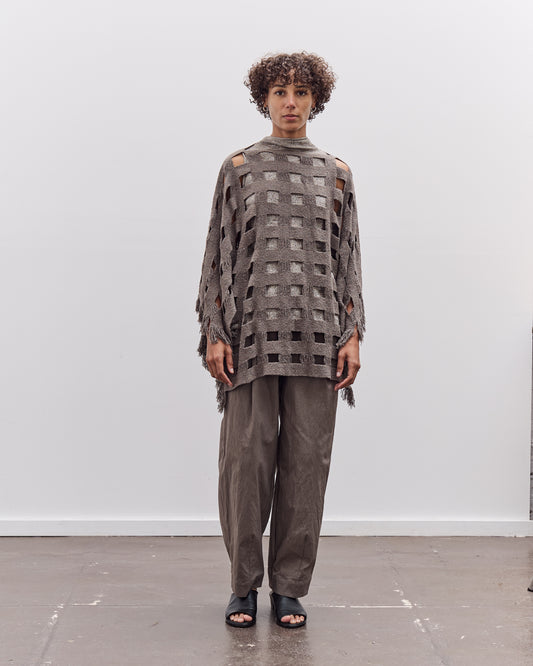 Lauren Manoogian Handwoven Grid Poncho, Granite