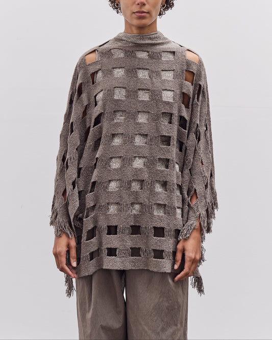 Lauren Manoogian Handwoven Grid Poncho, Granite